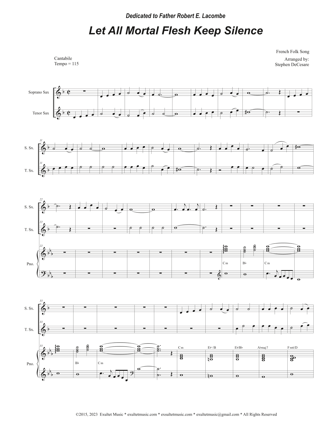 Let All Mortal Flesh Keep Silence (Duet for Soprano and Tenor Saxophone) (arr. Stephen DeCesare)