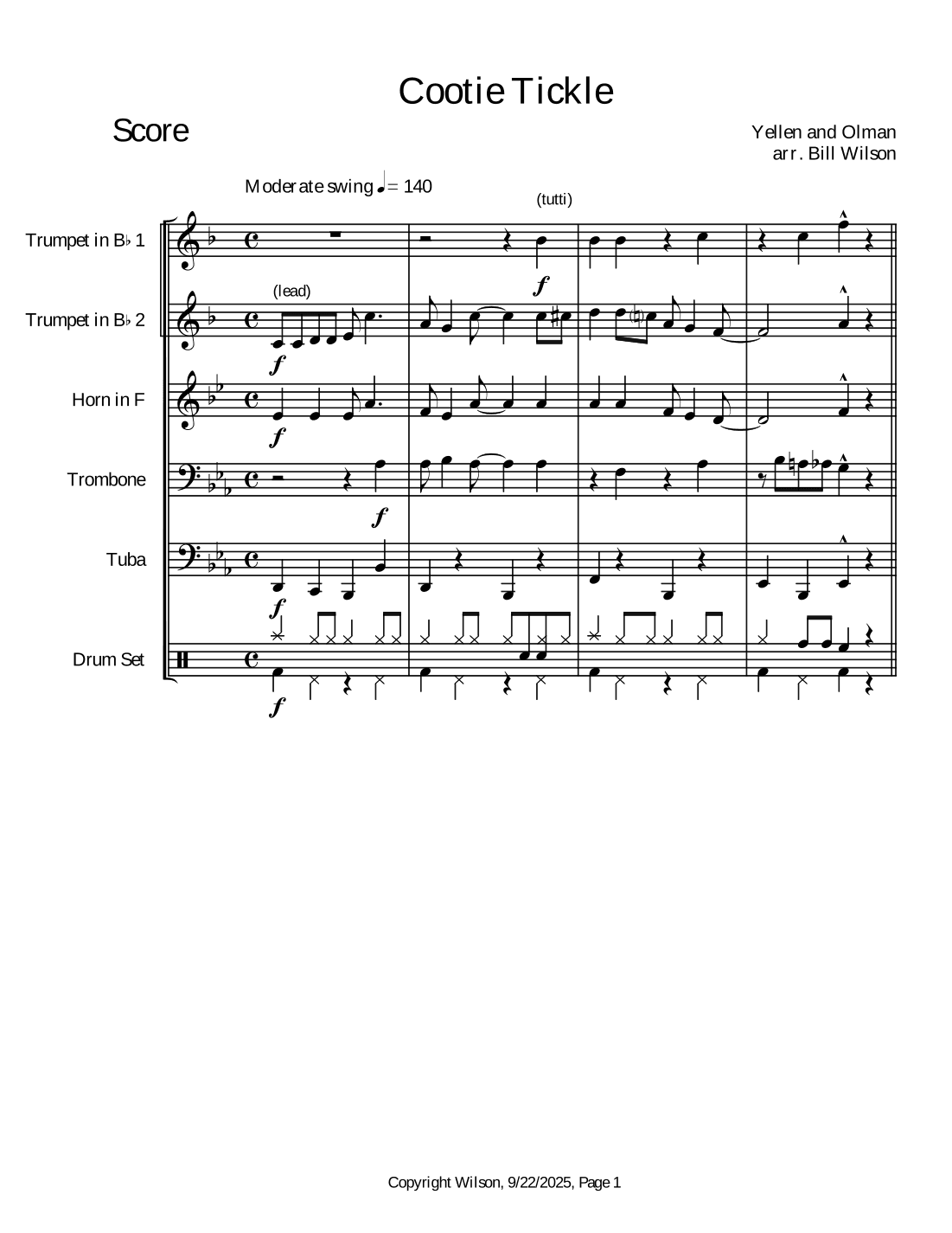 Cootie Tickle (arr. Bill Wilson)