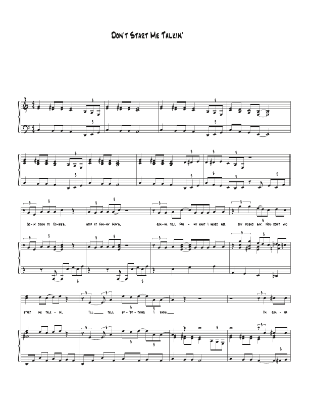 Don't Start Me To Talkin' (arr. Biegler)