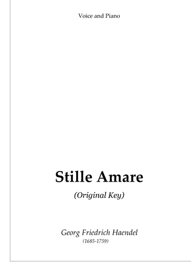 Stille Amare (original key) (arr. Passoni Music)