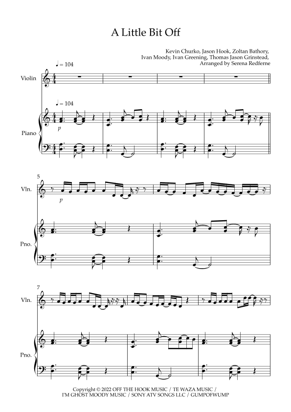 A Little Bit Off (arr. Serena Redferne)