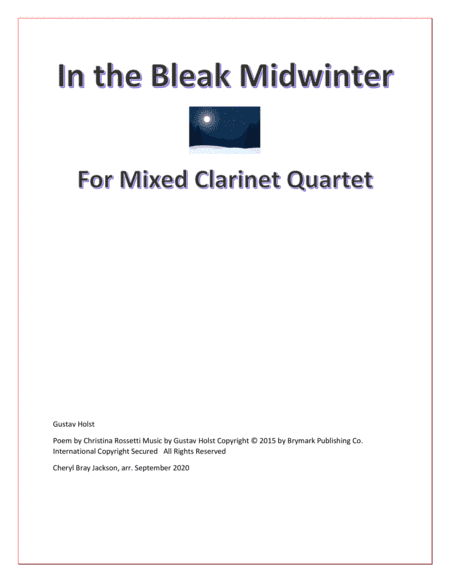 In the Bleak Midwinter Clarinet Quartet with Pennywhistle (arr. Cheryl Bray Jackson)