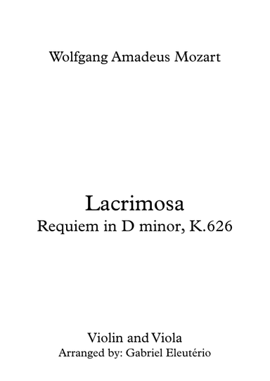Lacrimosa Requiem in D minor, K.626 (arr. Gabriel Eleutério)