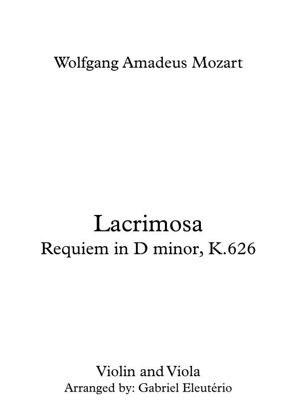 Lacrimosa Requiem in D minor, K.626 (arr. Gabriel Eleutério)