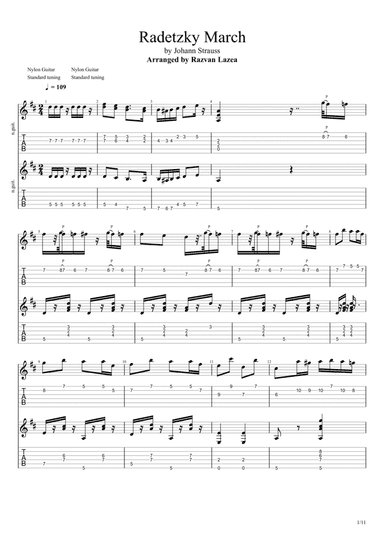 Johann Strauss - Radetzky March - Guitar Duet (arr. Razvan's Guitar)