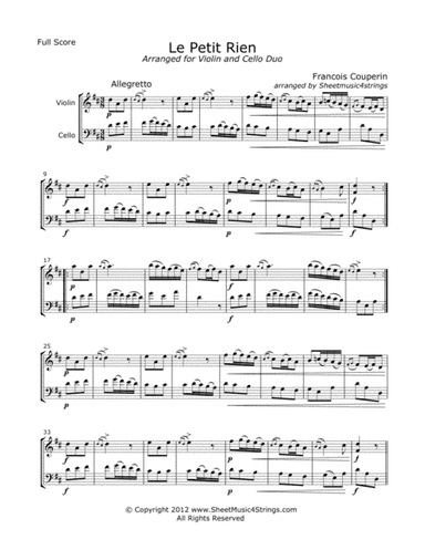 Couperin, F. - Le Petit Rien for Violin and Cello (arr. Linda Scott)