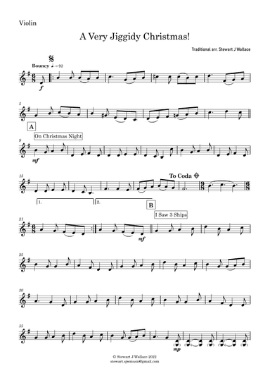 A Very Jiggidy Christmas! - Violin Part (arr. Stewart J Wallace)