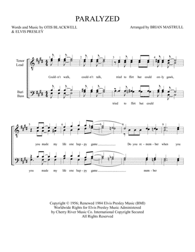Paralyzed (arr. Mastrull Charts)