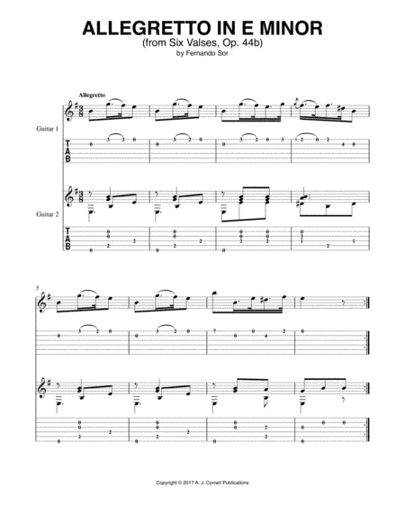 Allegretto in E Minor (Op. 44b, No. 4) (arr. Mark Phillips)