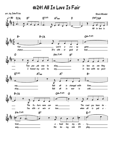 All In Love Is Fair (arr. John Fries)