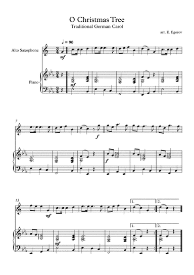 O Christmas Tree, Traditional German Carol, For Alto Saxophone & Piano (arr. Eugene Egorov)