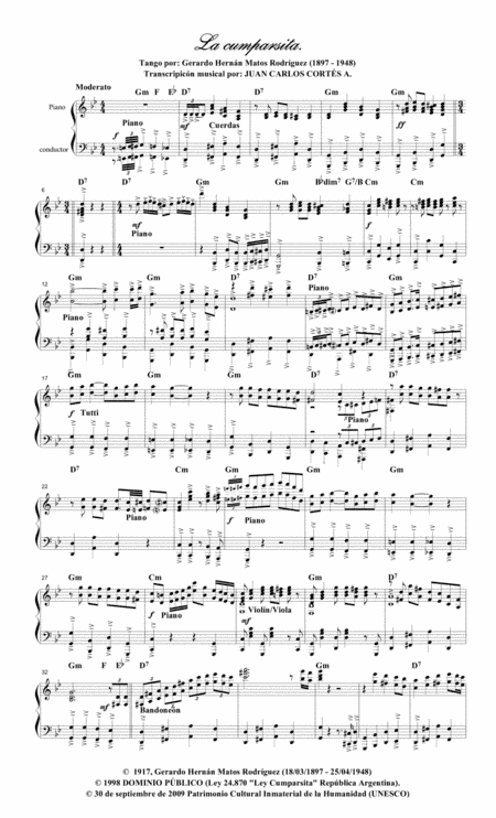 La Cumparsita Tango por: Gerardo Hernán Matos Rodríguez (1.897 - 1948) (arr. Juan Carlos Cortés A.)