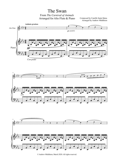 The Swan from The Carnival of Animals arranged for Alto Flute and Piano (arr. Andrew Middleton)