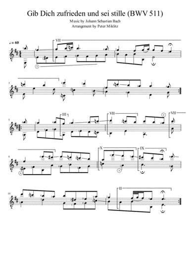 Gib Dich Zufrieden Und Sei Stille (BWV 511) (arr. Peter Miklitz)