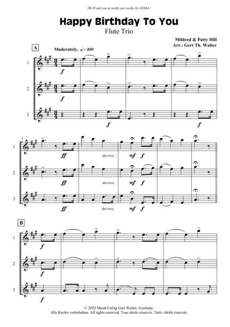 Happy Birthday To You (arr. Gert Th. Walter)