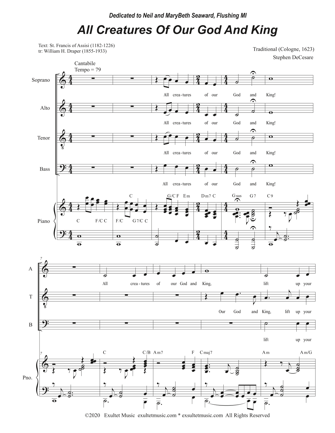 All Creatures Of Our God And King (Vocal Quartet - (SATB) (arr. Stephen DeCesare)