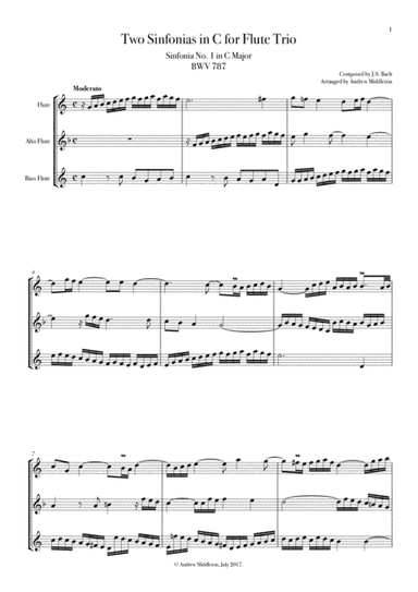 Two Sinfonias in C arranged for Flute Trio (arr. Andrew Middleton)
