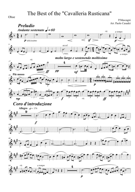 Cavalleria Rusticana per Quintetto di fiati - Oboe (arr. Casadei Paolo)