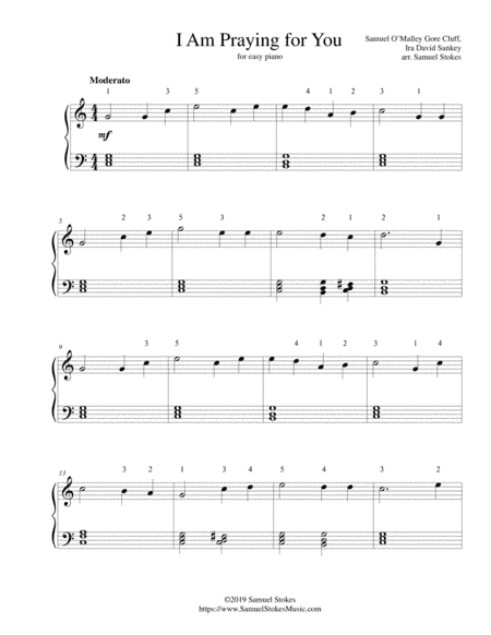 I am Praying for You - for easy piano (arr. Samuel Stokes)