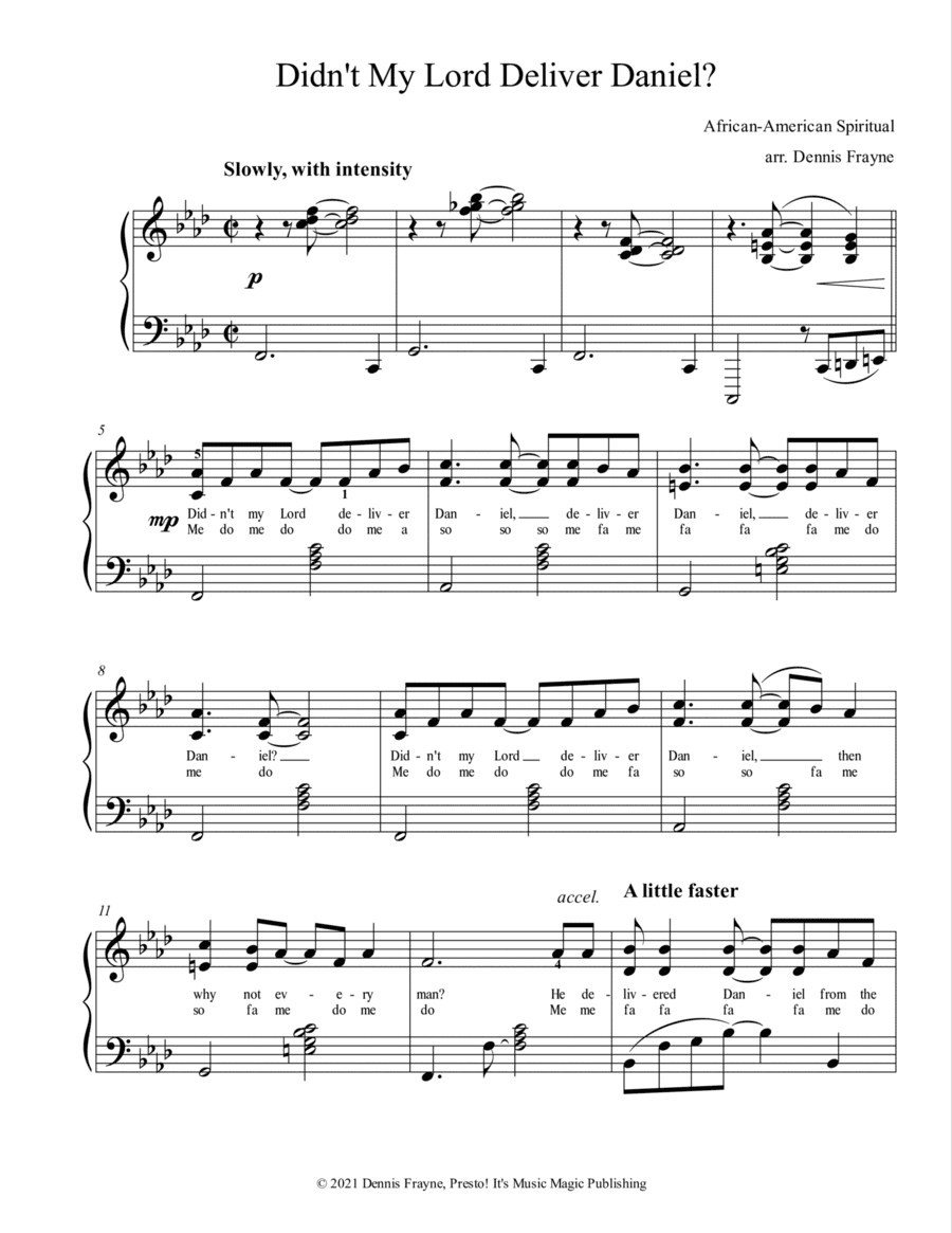 Didn't My Lord Deliver Daniel? (arr. Dennis Frayne)