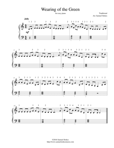 Wearing of the Green - for easy piano (arr. Samuel Stokes)