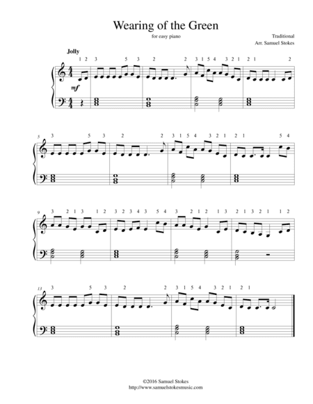 Wearing of the Green - for easy piano (arr. Samuel Stokes)