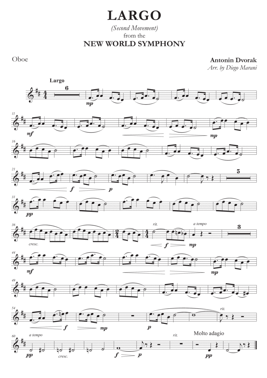 Largo from "New World Symphony" for Oboe and Piano (arr. Diego Marani)