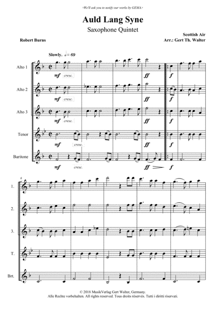 Auld Lang Syne (arr. Gert Th. Walter)