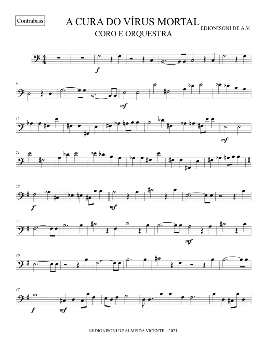 CONTRABASS - A CURA DO VÍRUS MORTAL PARA CORO E ORQUESTRA