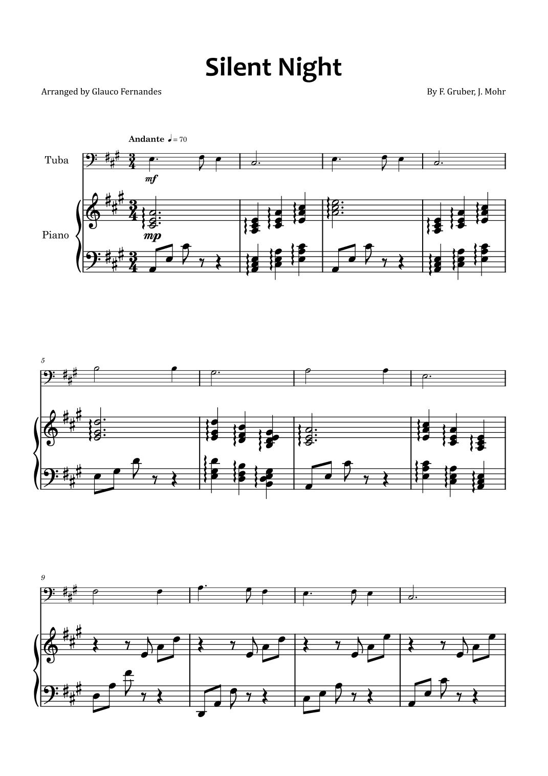 Silent Night - Tuba and piano (arr. Glauco Fernandes)