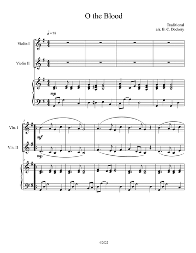 O the Blood (Violin Duet with Piano Accompaniment) (arr. B. C. Dockery)