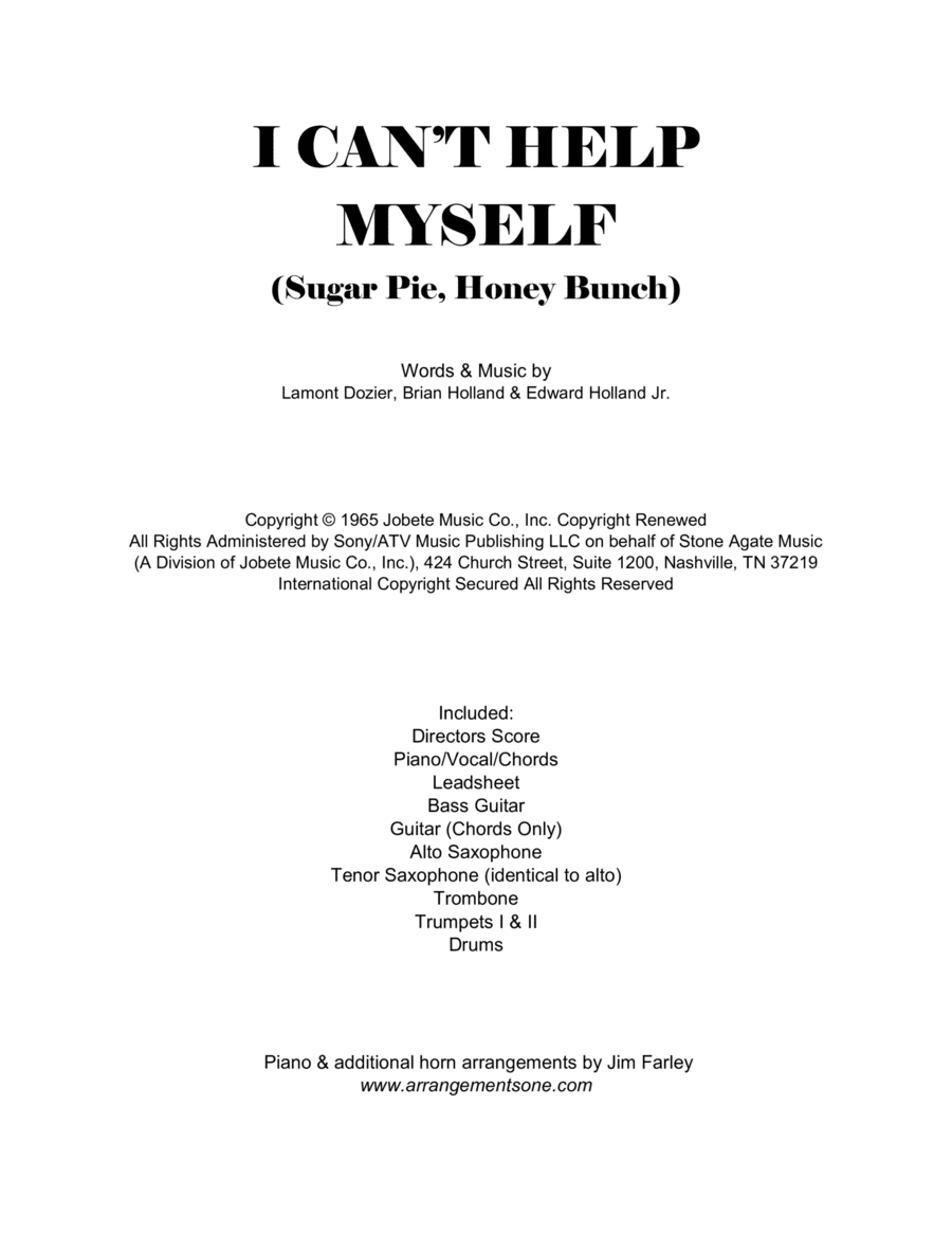 I Can't Help Myself (sugar Pie, Honey Bunch) (arr. Jim Farley www.arrangementsone.com)
