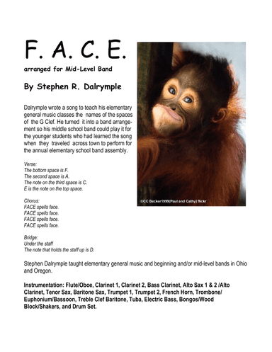 FACE  written and arranged for Concert Band by Stephen R Dalrymple