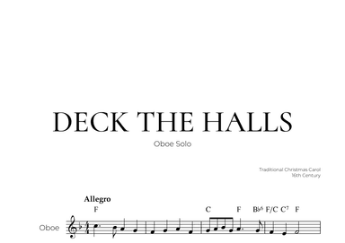 Deck The Halls (Oboe Solo) - Christmas Carol (arr. Pedro Merendi)