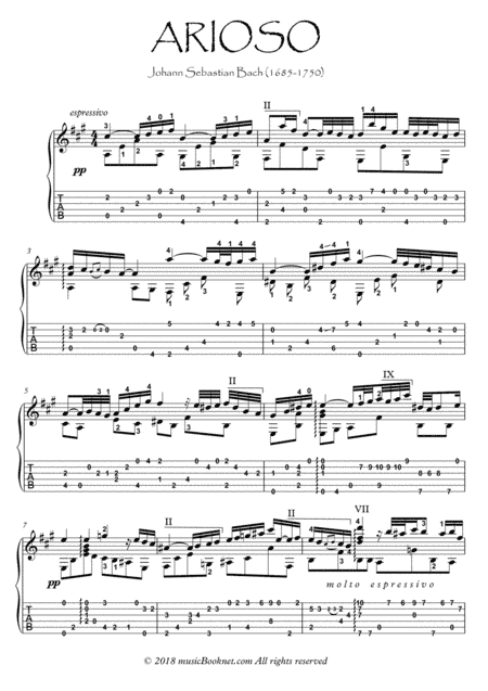 Arioso by Bach guitar play along (arr. PianoSheetNow)