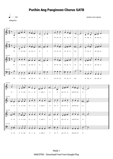 Purihin Ang Panginoon (Praise Our Lord) SATB Chorus (arr. James Luis Leynes)