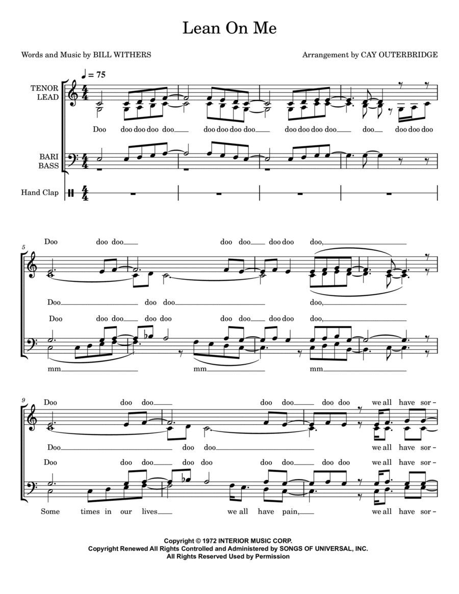 Lean On Me (arr. Cay Outerbridge)