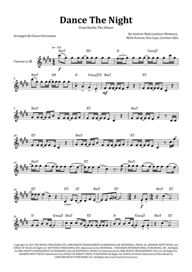 Dance The Night (arr. Glauco Fernandes)