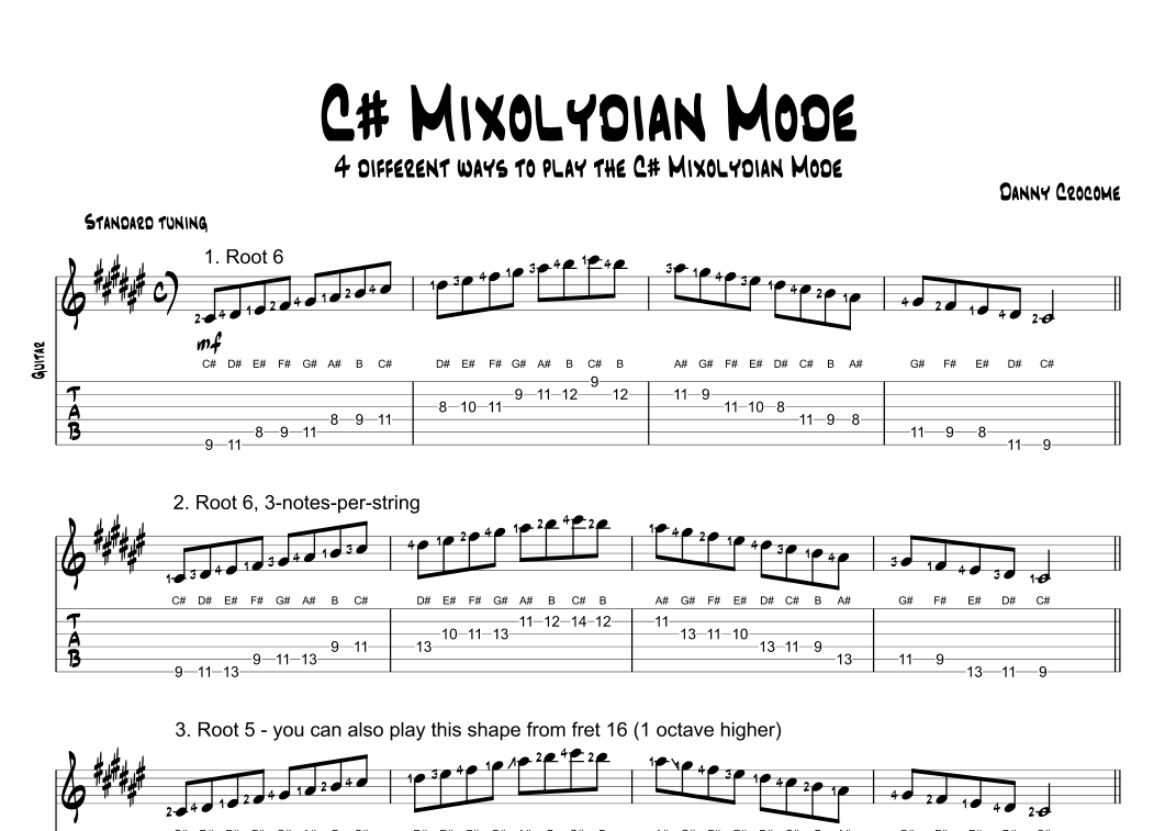C# Mixolydian Mode (4 Ways to Play)