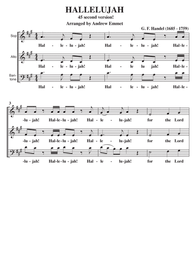 Hallelujah Chorus 45 seconds! A Cappella SAB (arr. Andrew Emmet)