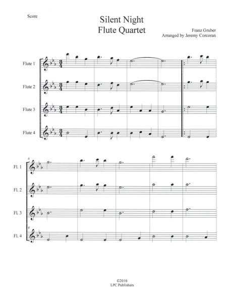 Silent Night for Flute Quartet (arr. Jeremy Corcoran)