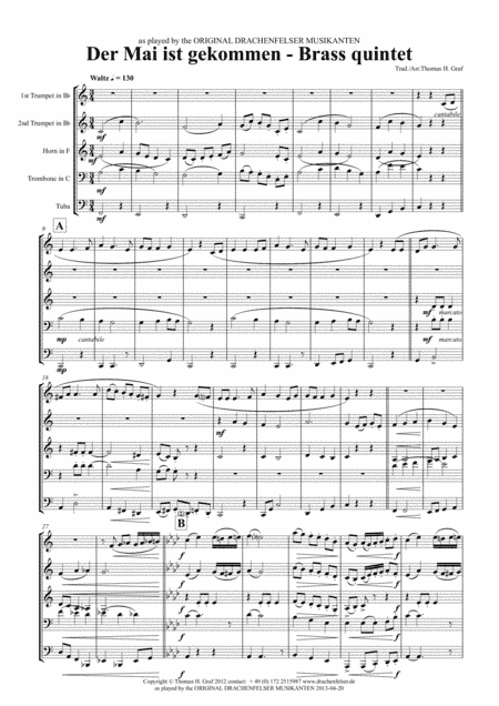 Der Mai ist gekommen - German Folk Song - Brass Quintet (arr. Thomas H. Graf)