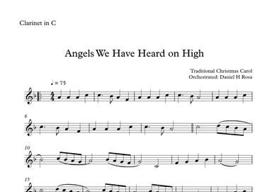 Angels We Have Heard on High  - Gloria in excelsi Deo - Easy C Clarinet (arr. Daniel H Rosa)