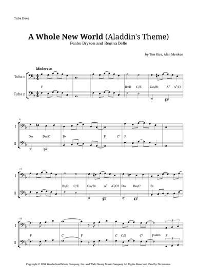 A Whole New World (aladdin's Theme) (arr. Langanho)