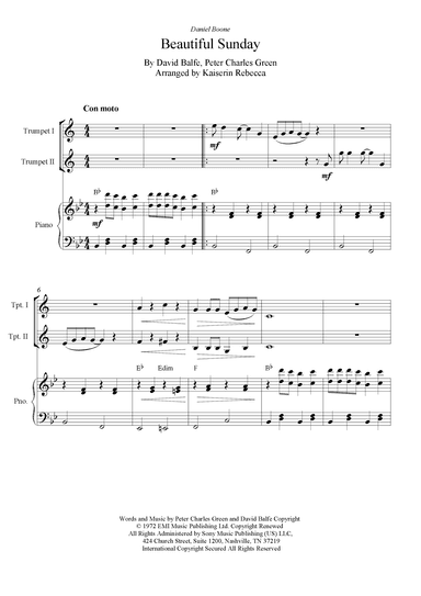 Beautiful Sunday (arr. Kaiserin Rebecca)