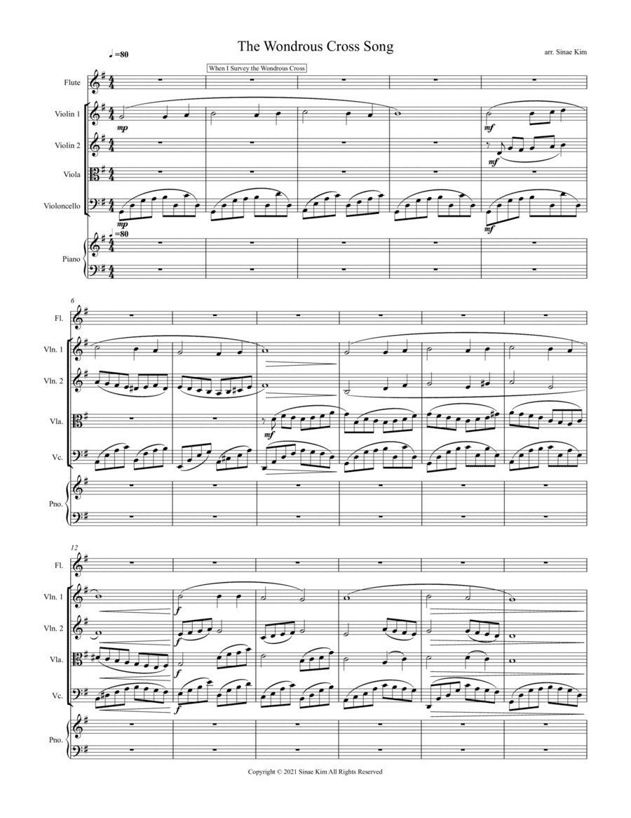 The Wondrous Cross Song for Flute and Strings (arr. Sinae Kim)