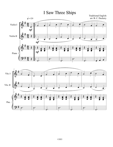 I Saw Three Ships (Violin Duet with Piano Accompaniment) (arr. B. C. Dockery)