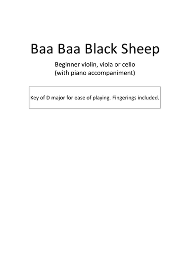 Baa Baa Black Sheep (arr. Greg Eaton)
