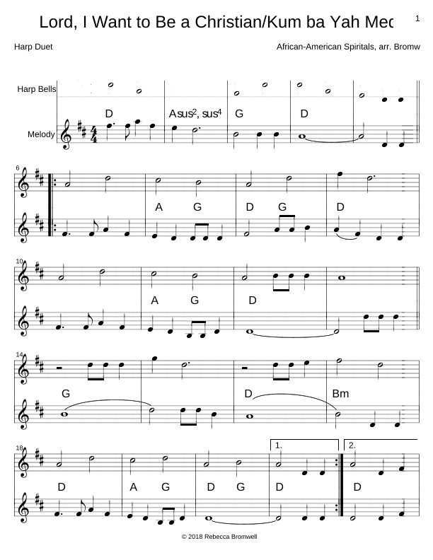 "Lord I Want to Be a Christian-Kum ba Yah Medley" - Score Only (arr. Rebecca Bromwell)