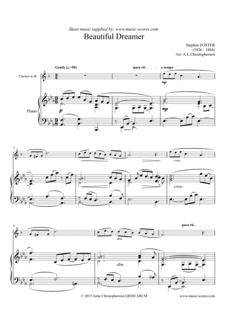 Beautiful Dreamer - Clarinet and Piano (arr. Anne L Christopherson GRSM ARCM)